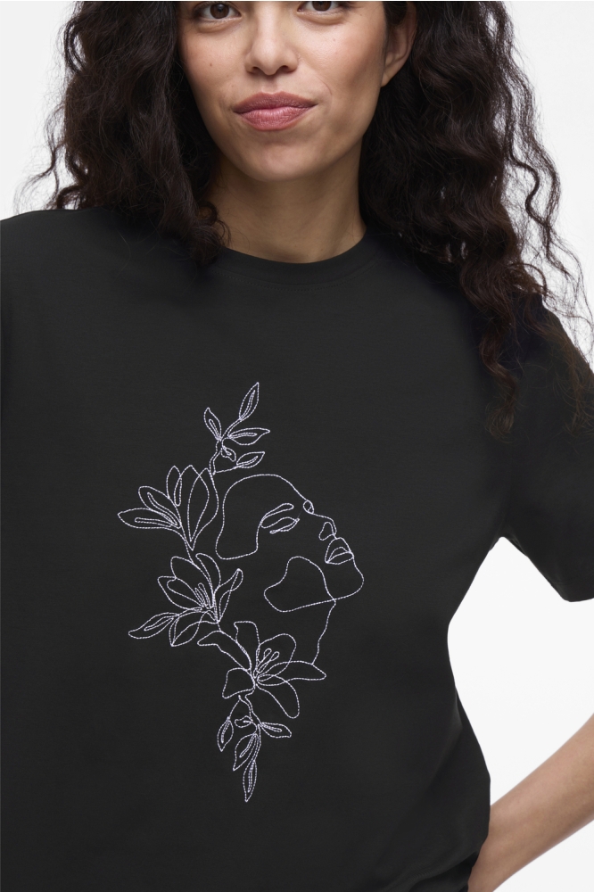 VINORA S/S T-SHIRT - NOOS 14103448 Black Beauty/EMB AVA BR